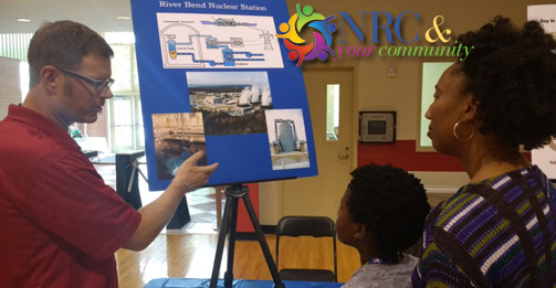 Jeff Sowa, the senior resident inspector at the River Bend nuclear power plant, discusses how a plant works and how the NRC does its job as part of the LA STEM Expo, in Baton Rouge, La.